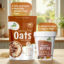 High Protein Breakfast Combo – Dark Chocolate Oats (900 gms pack of 1) & Dark chocolate Crunchy Peanut Butter (400gms  pack of 1) + 4 Samples (30g pack size each)
