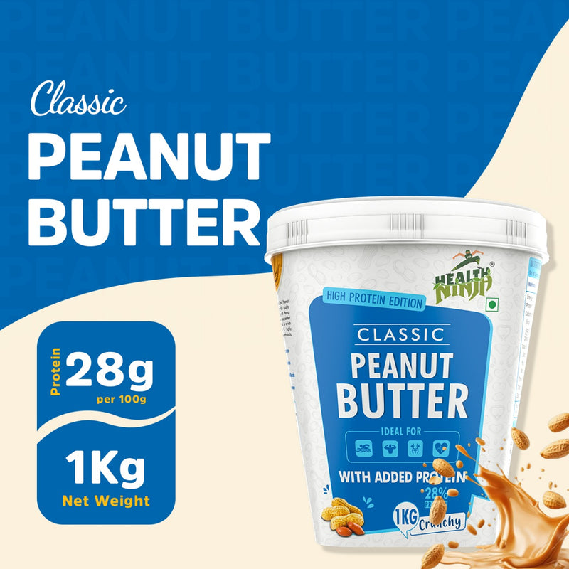 Health Ninja classic Peanut butter , 1kg | High protein | Crunchy peanut Butter